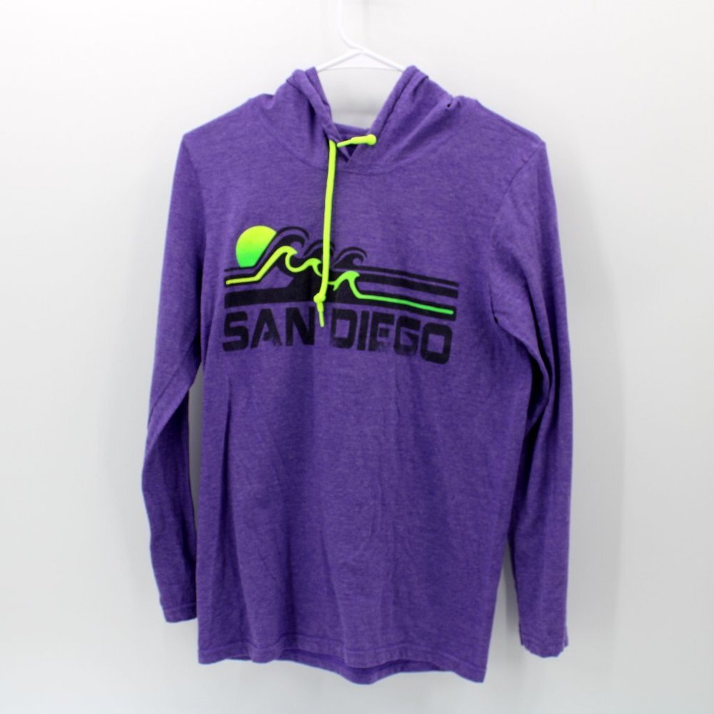 Anvil San Diego Purple Ring Spun Cotton Long Sleeve Hooded T-Shirt